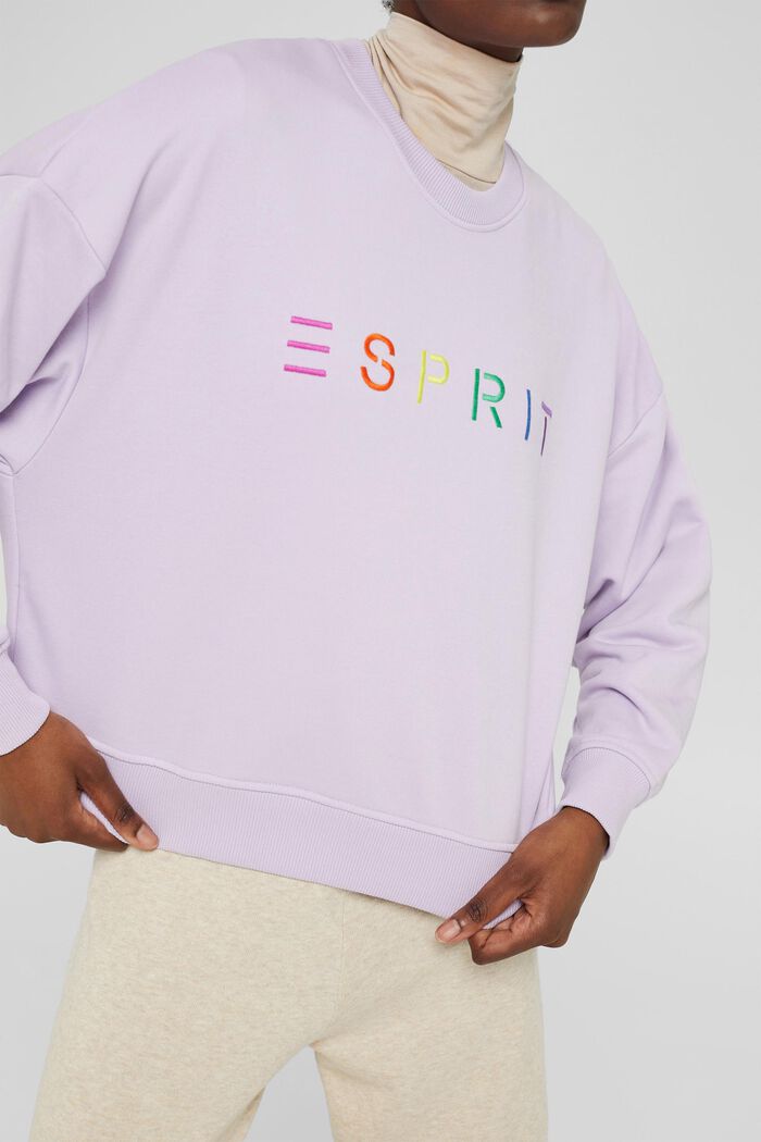 Sweatshirt with a logo embroidery, blended cotton, LILAC, detail image number 2