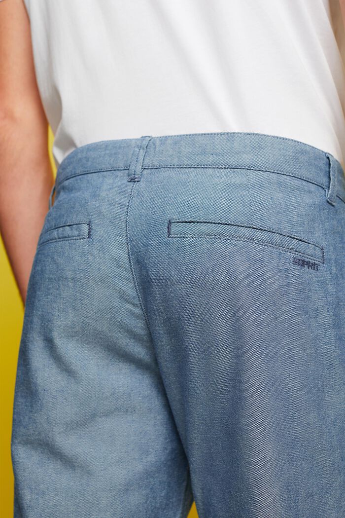Structured chino trousers, 100% cotton, BLUE, detail image number 4