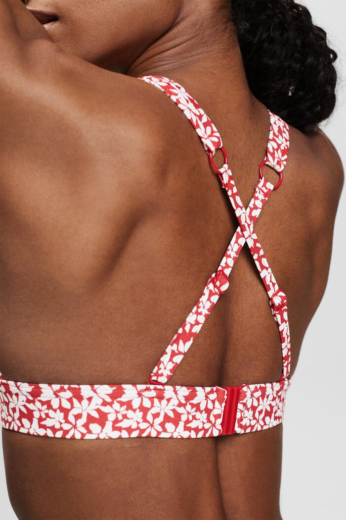 Printed Padded Bikini Top, DARK RED, detail image number 1