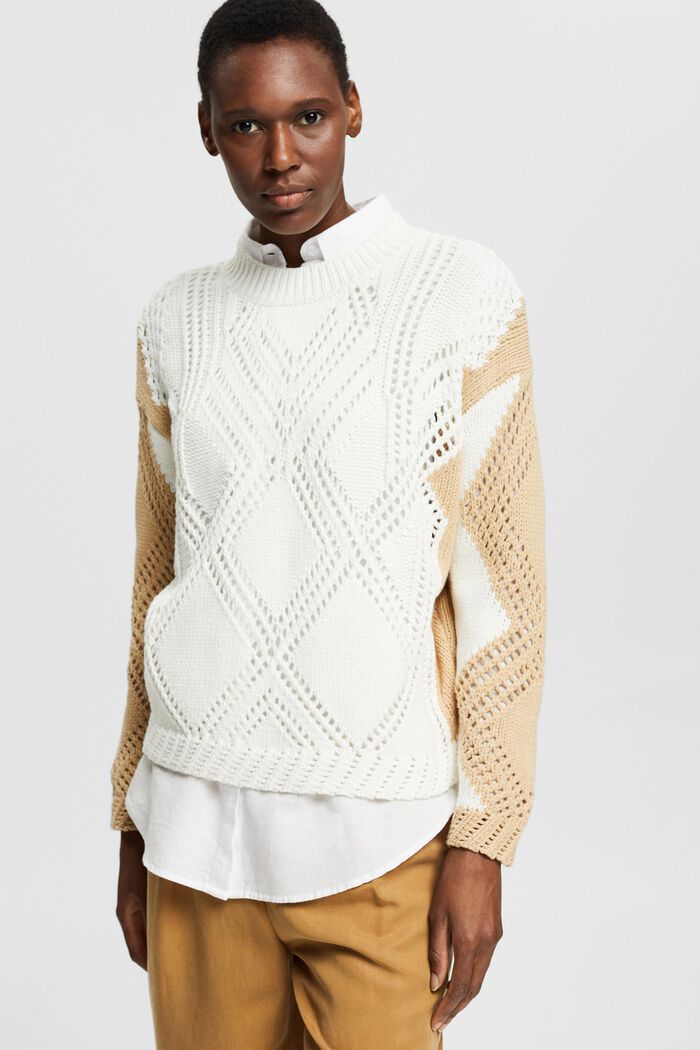 Jumper with an openwork pattern, SAND, detail image number 0