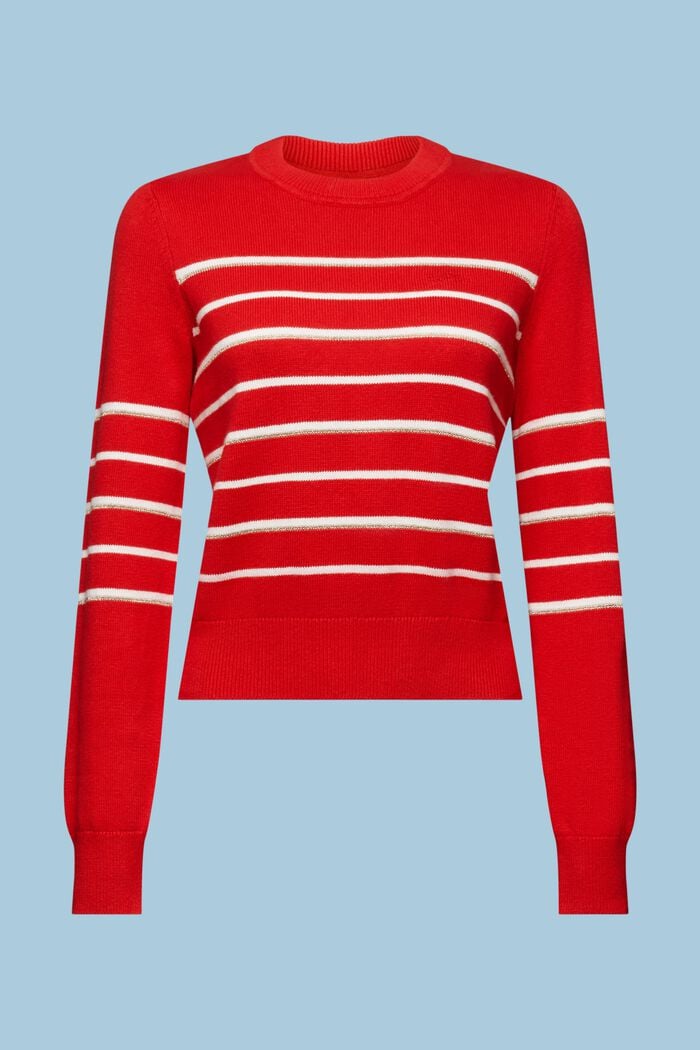Striped knitted jumper with cashmere, RED, detail image number 6
