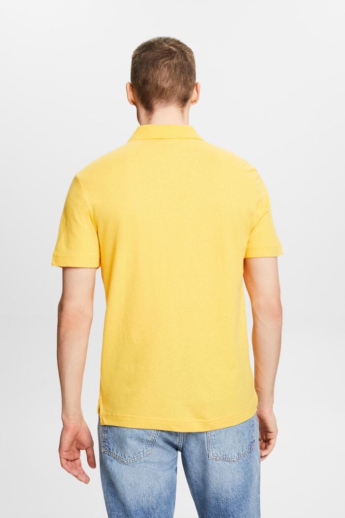 Cotton-Linen Polo Shirt, SUNFLOWER YELLOW, detail image number 2