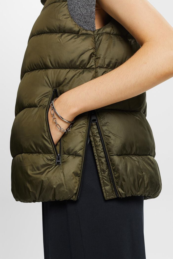 Quilted Puffer Vest, DARK KHAKI, detail image number 2