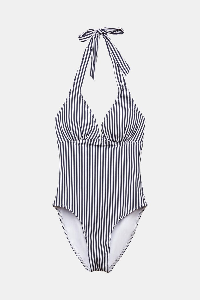 Striped Halterneck Swimsuit, NAVY, detail image number 4