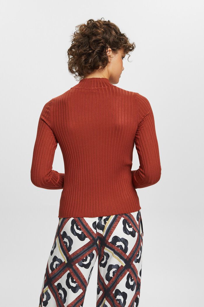 Striped rib-knit jumper, RUST BROWN, detail image number 4