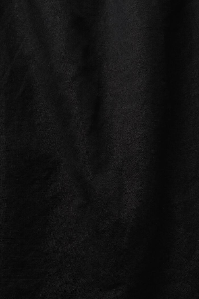 Linen-Cotton Sleeveless Smocked Blouse, BLACK, detail image number 4