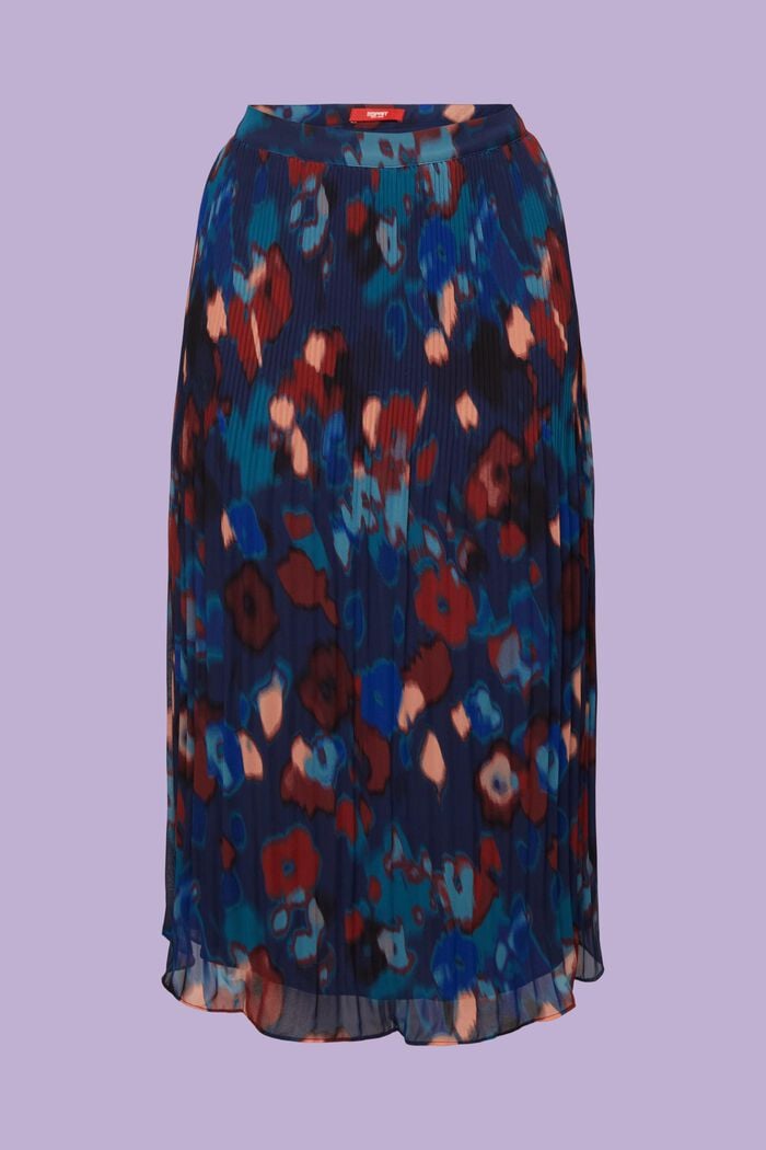 Pleated Chiffon Midi Skirt, DARK BLUE, detail image number 6
