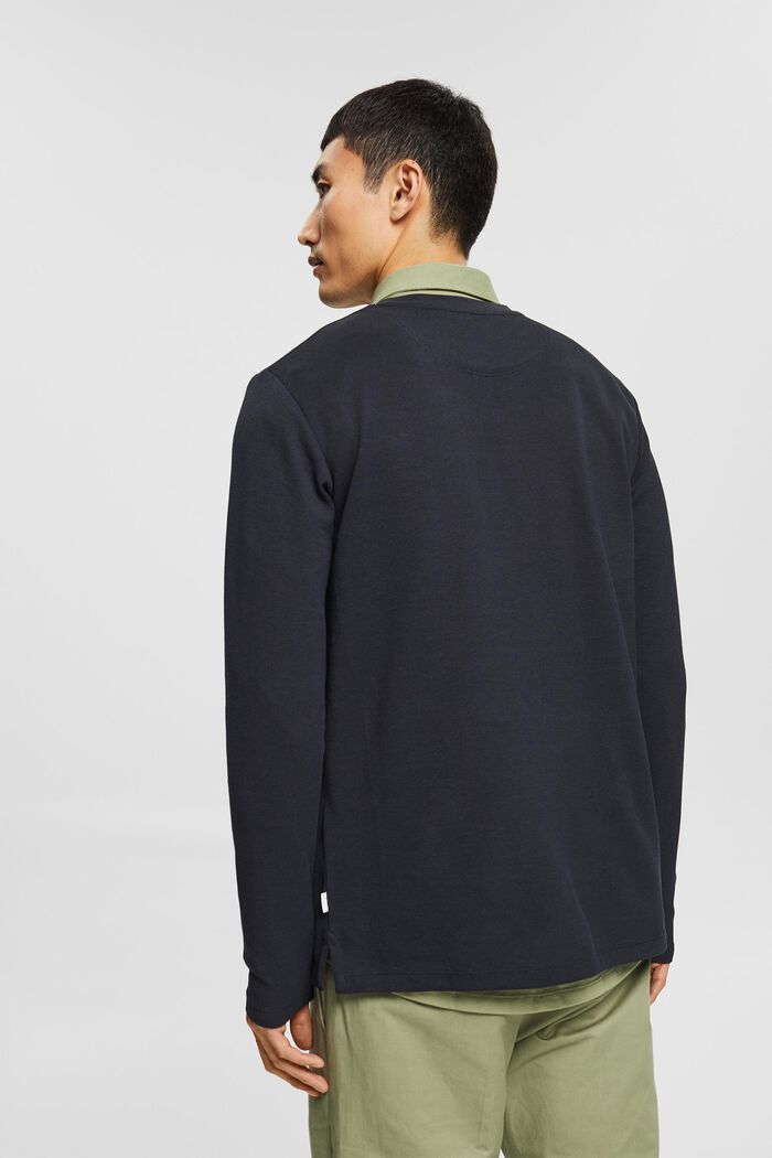 Made of recycled material: long sleeve top with a fine texture, BLACK, detail image number 3