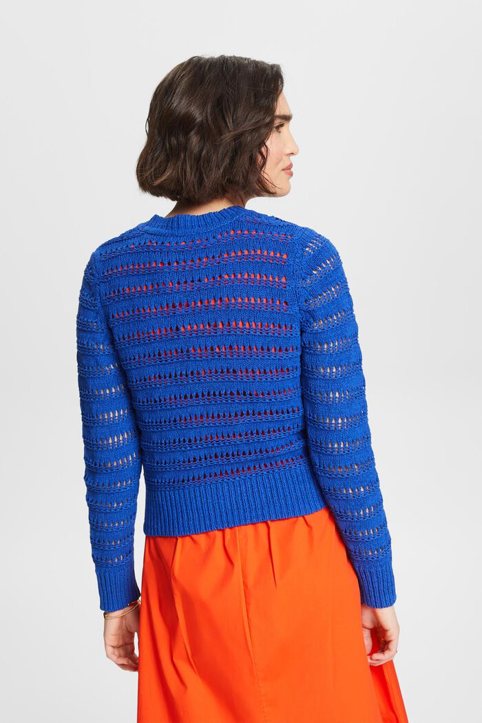 Open-Knit Sweater, BRIGHT BLUE, detail image number 2