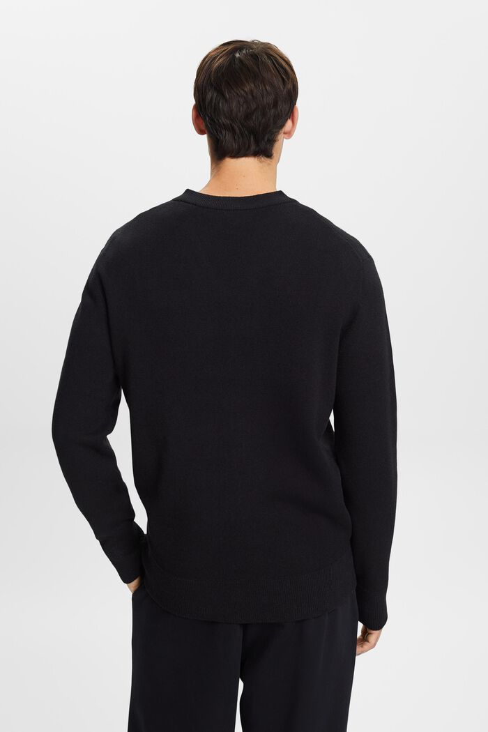 Basic V-neck jumper, wool blend, BLACK, detail image number 4