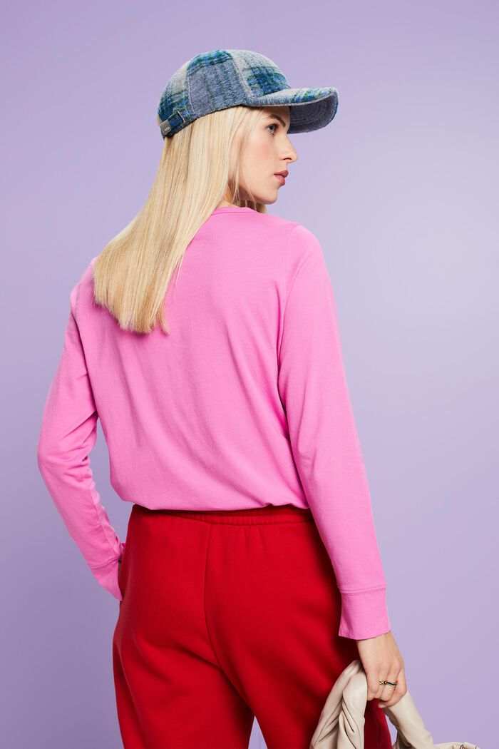 Henley Cotton Top, NEW PINK FUCHSIA, detail image number 3