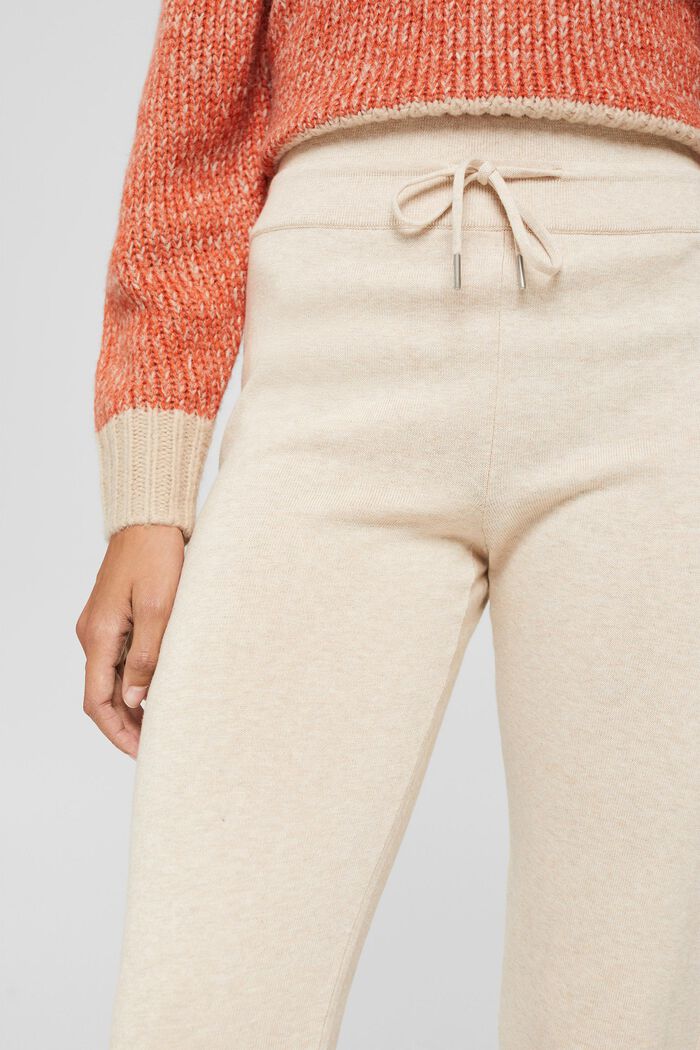 Knitted tracksuit bottoms, organic cotton, BEIGE, detail image number 2