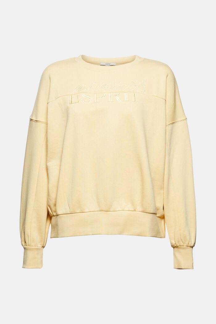 Embroidered sweatshirt made of blended organic cotton, PASTEL YELLOW, detail image number 8