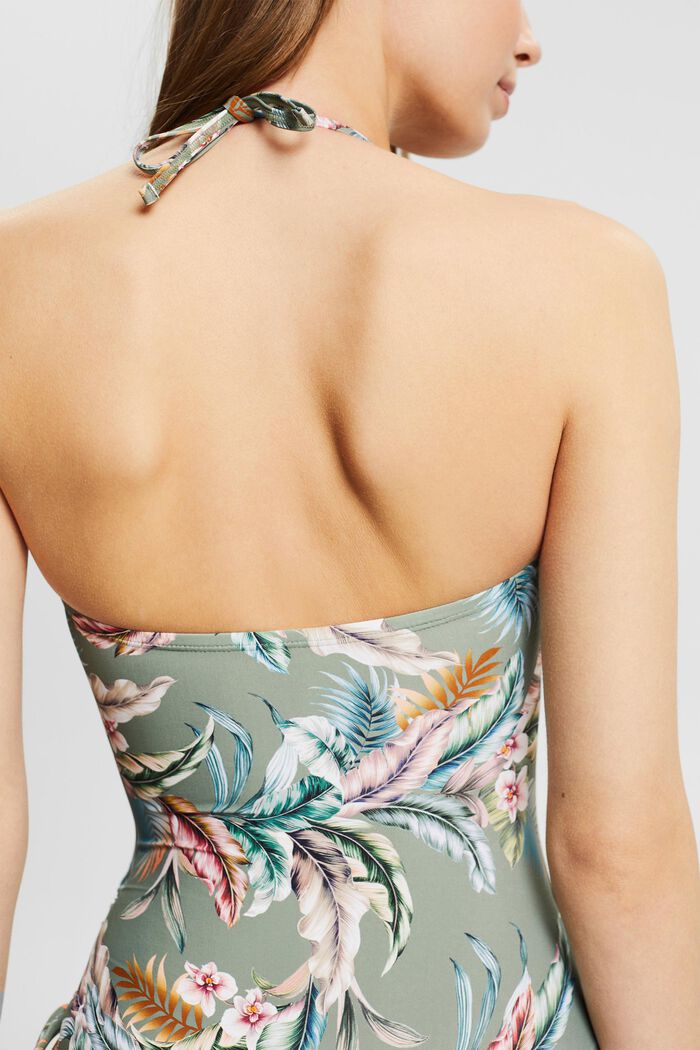 Recycled: bandeau swimsuit with a print, LIGHT KHAKI, detail image number 4