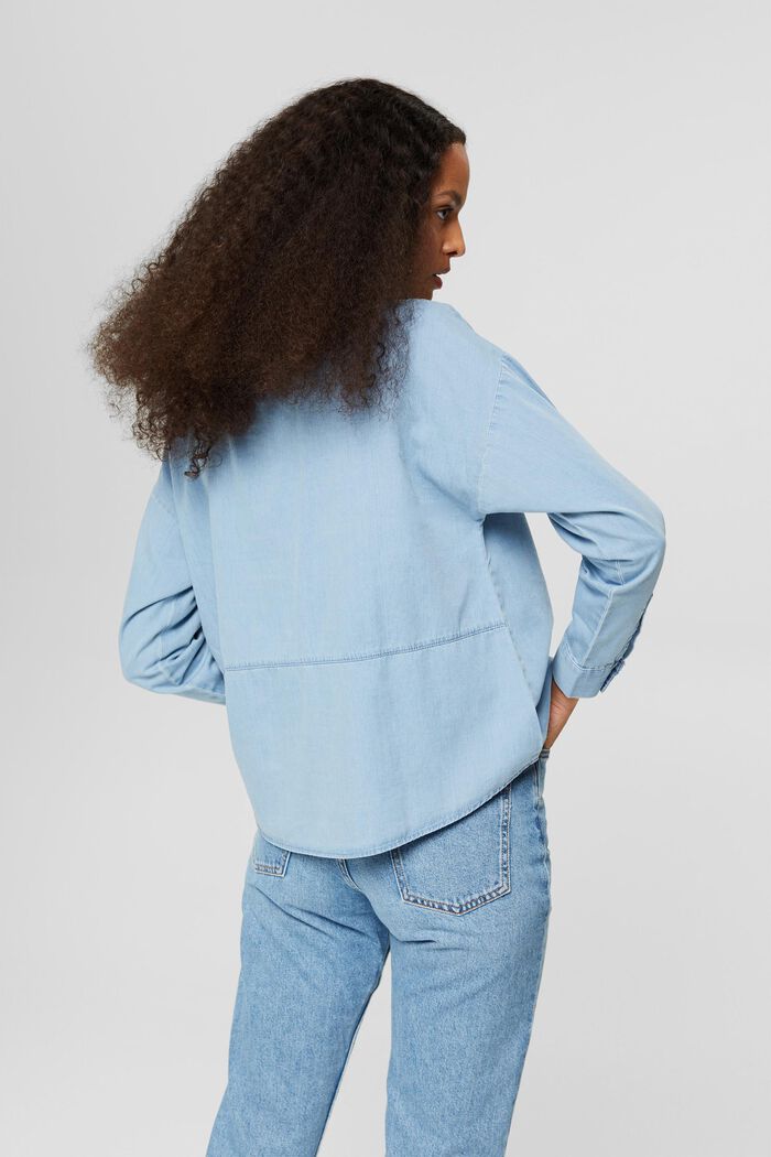 Lightweight denim blouse made of 100% cotton, BLUE MEDIUM WASHED, detail image number 3