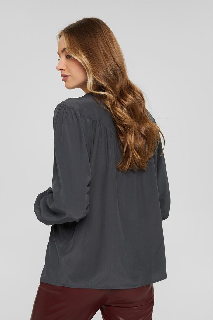 Blouse with frills, LENZING™ ECOVERO™, ANTHRACITE, detail image number 3