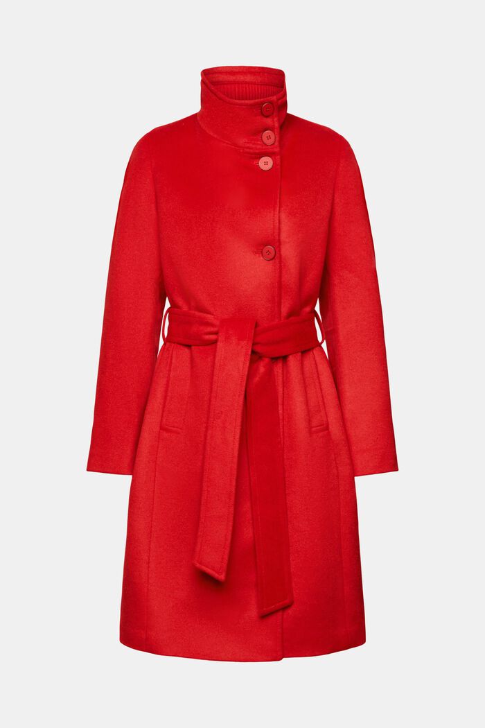 Recycled: wool blend coat with cashmere, RED, detail image number 6