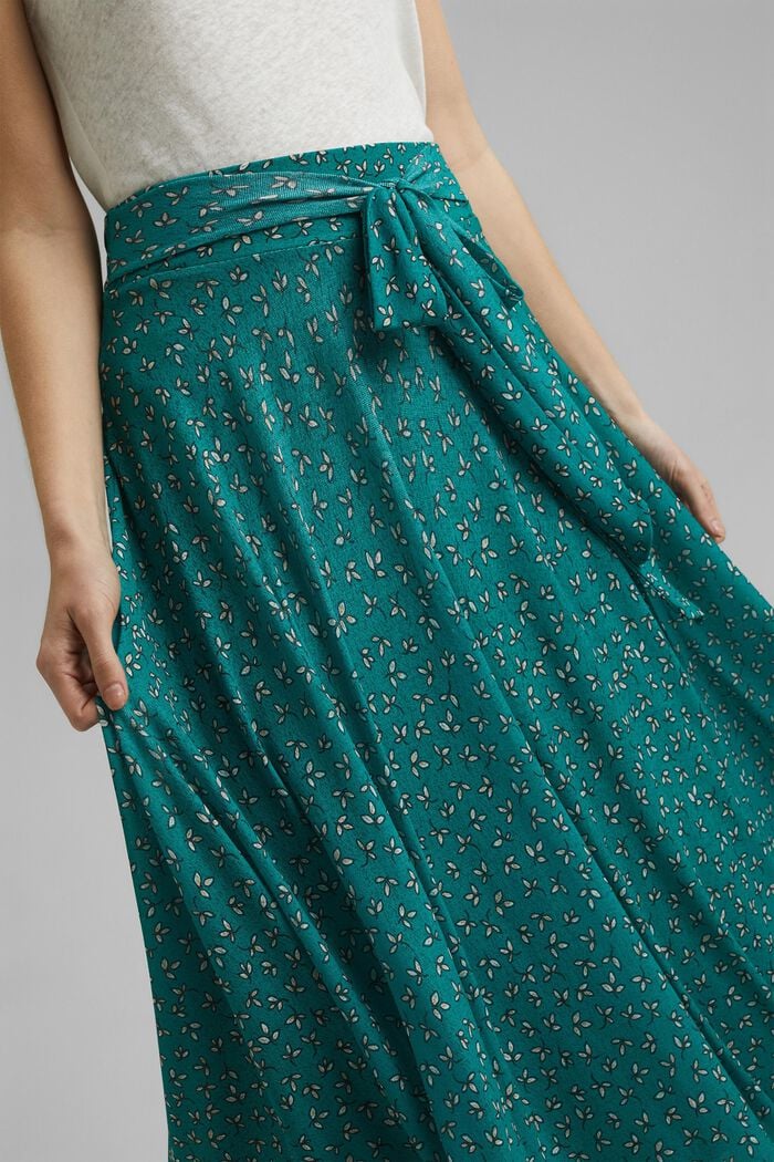 Maxi-length jersey skirt with a print, TEAL GREEN, detail image number 2