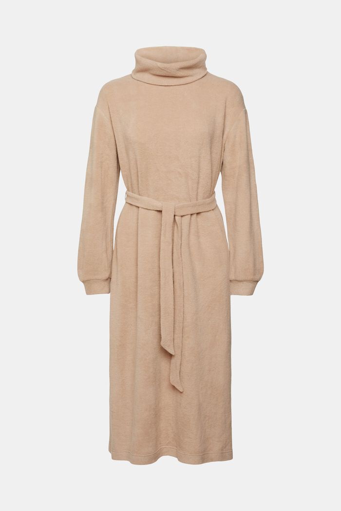 Roll neck dress with tie belt, LIGHT TAUPE, detail image number 6