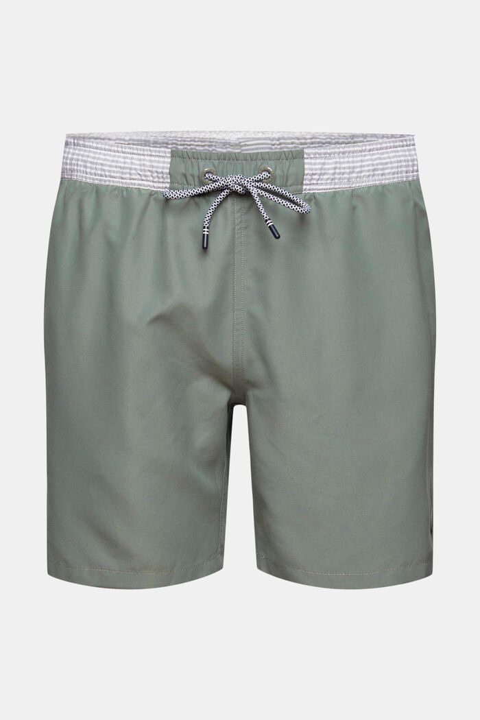Swim shorts with a striped waistband, LIGHT KHAKI, detail image number 3