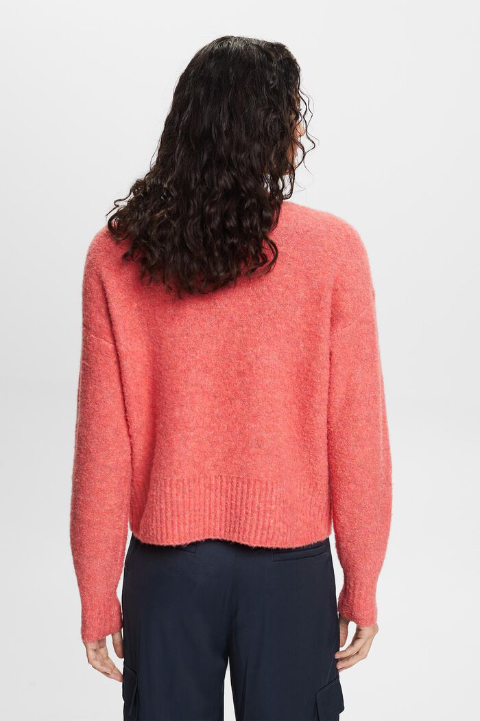 Fuzzy Mock Neck Sweater, CORAL RED, detail image number 4