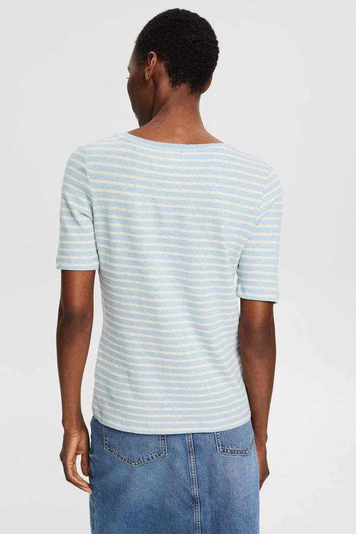 Linen blend: T-shirt with an embroidered motif, LIGHT BLUE, detail image number 3