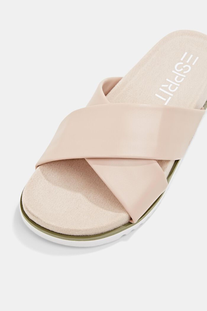 Faux leather sliders, DUSTY NUDE, detail image number 3