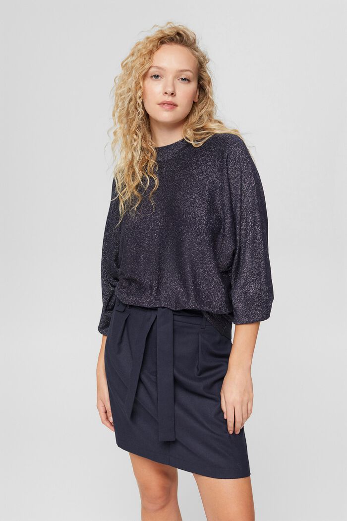 Glittery batwing jumper, LENZING™ ECOVERO™, NAVY, detail image number 0