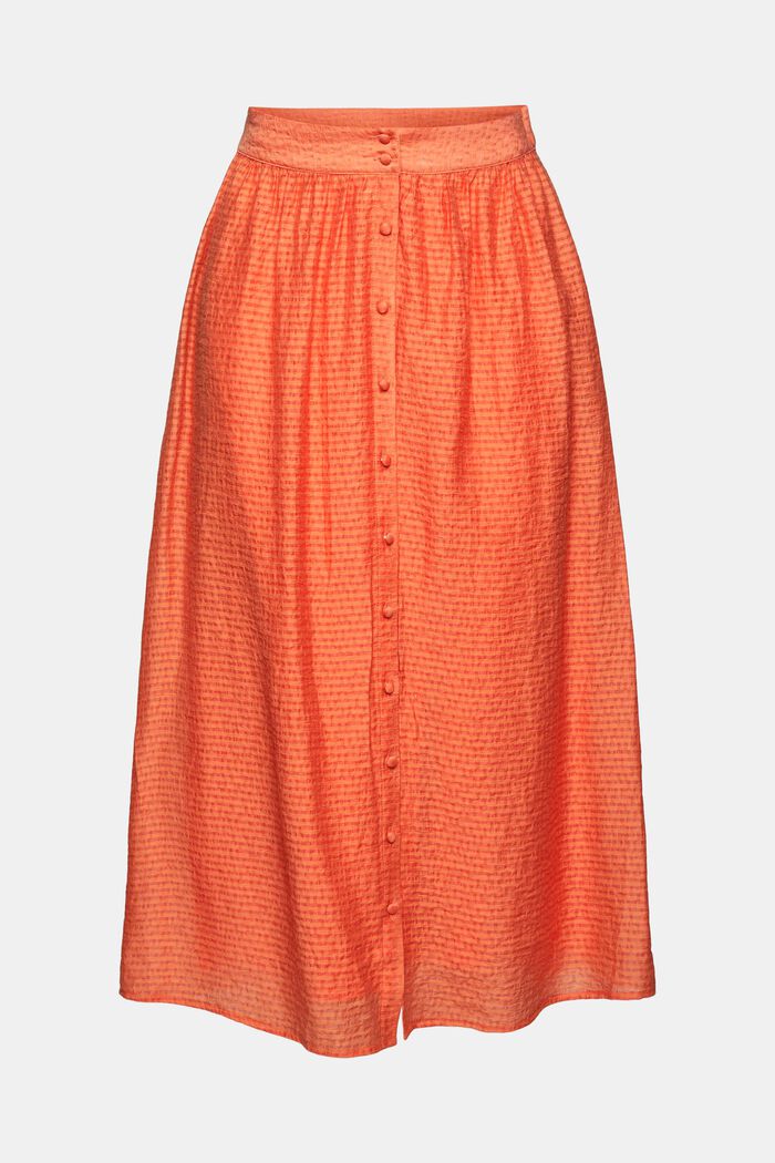 Midi skirt with button placket, LENZING™ ECOVERO™, CORAL ORANGE, overview