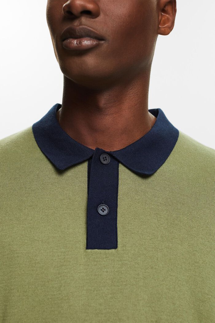 Knit Short-Sleeve Polo Shirt, LIGHT KHAKI, detail image number 3
