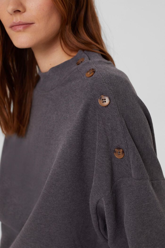 Sweatshirt with a stand-up collar and buttons, ANTHRACITE, detail image number 2