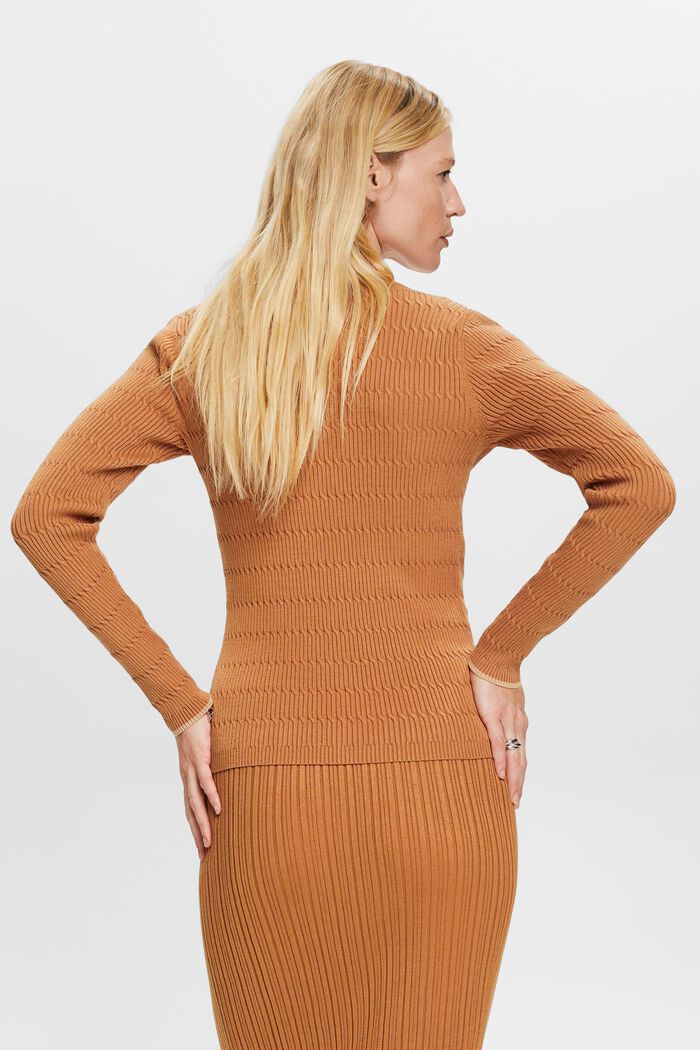Fitted cable knit jumper, CARAMEL, detail image number 3