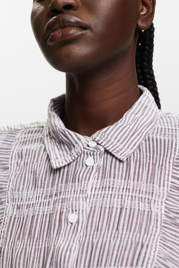 Cropped shirt with a tie knot, AUBERGINE, detail image number 3