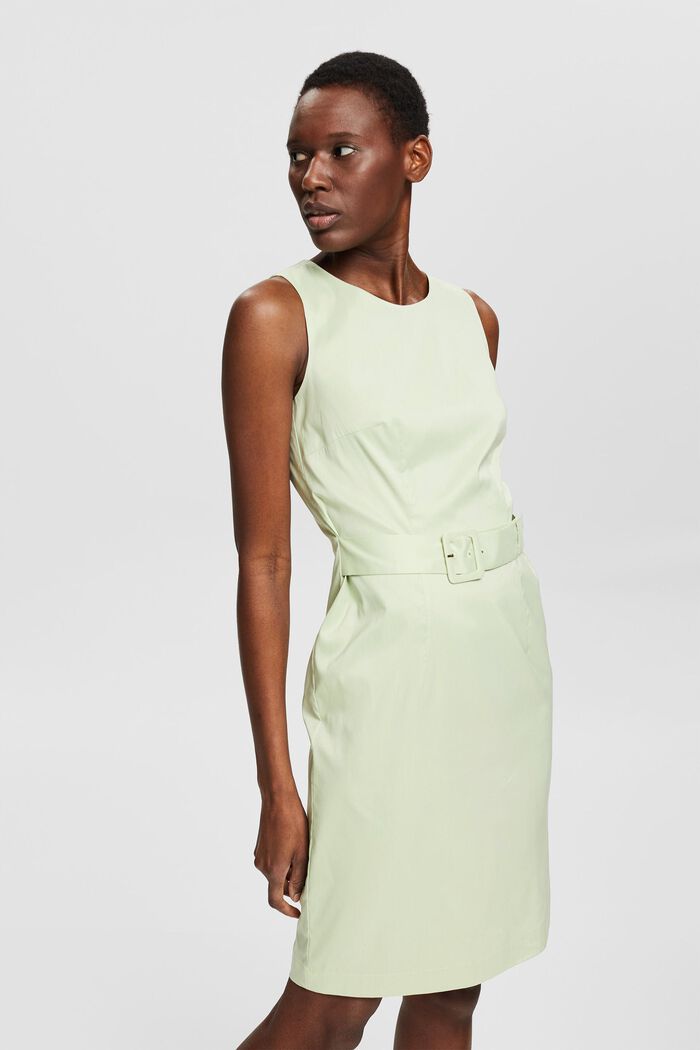 Dress with a fixed cinch belt, PASTEL GREEN, detail image number 0