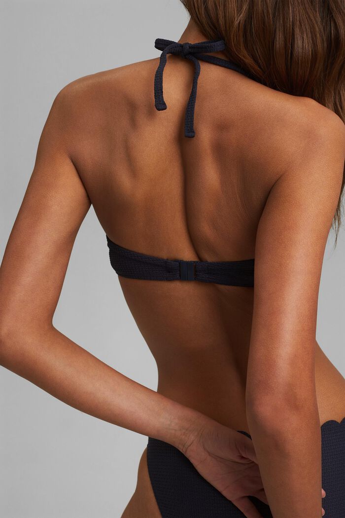 Padded bandeau top with texture, NAVY, detail image number 3
