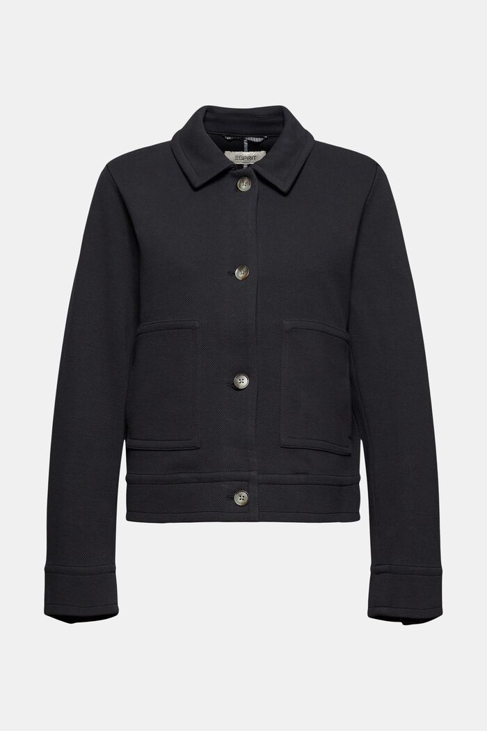 Boxy jacket with twill texture, BLACK, overview