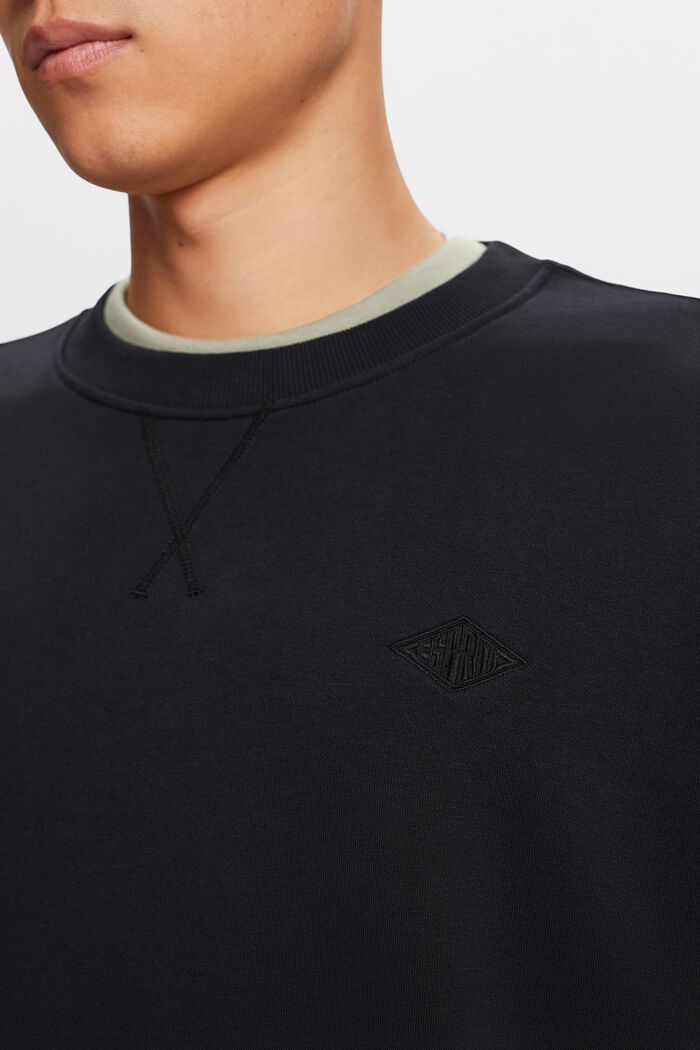 Sweatshirt with logo stitching, BLACK, detail image number 1