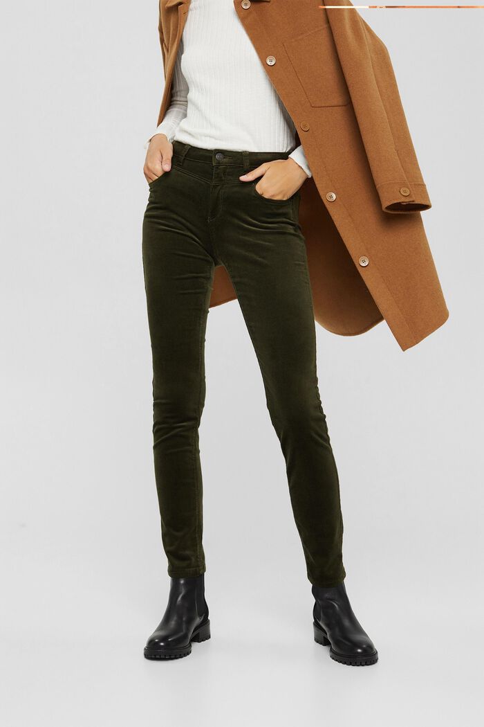 Needlecord trousers in blended cotton, DARK KHAKI, detail image number 0