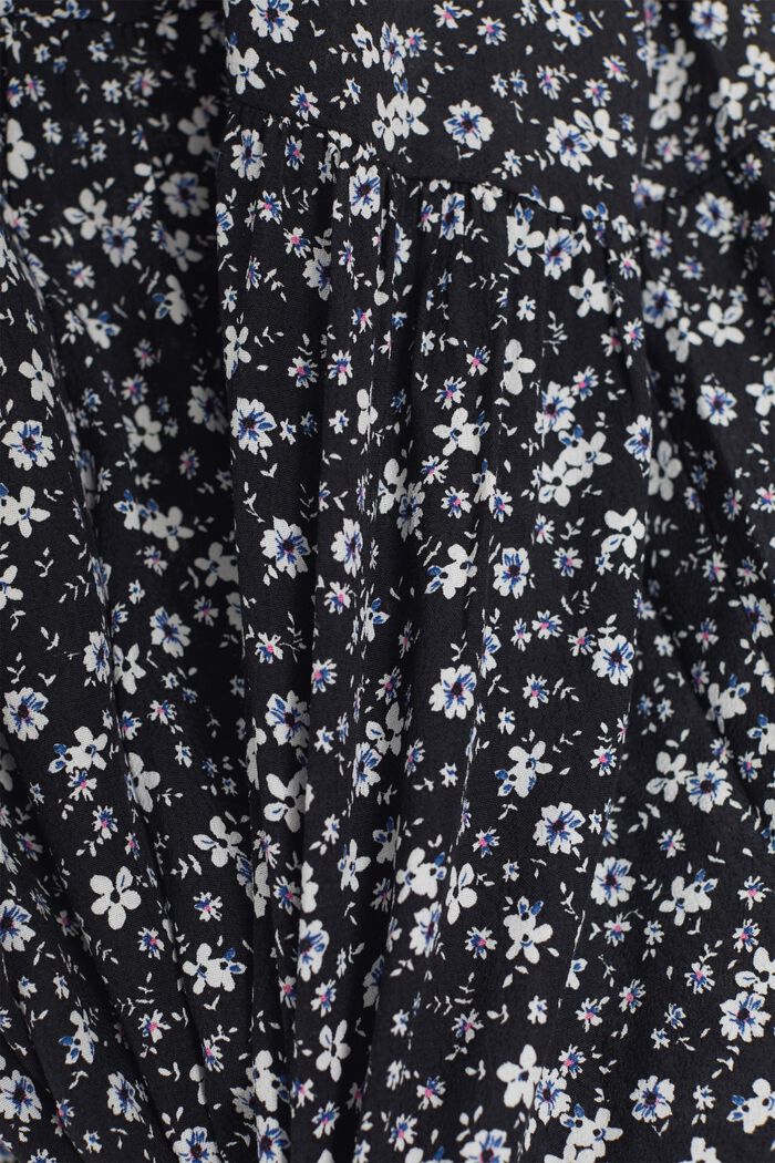 Floral midi dress in a blouse style, BLACK, detail image number 4
