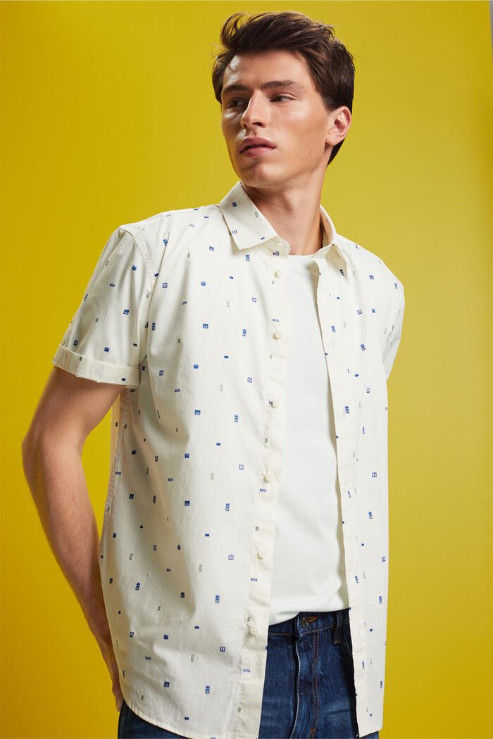 Patterned short sleeve shirt, 100% cotton, ICE, detail image number 4