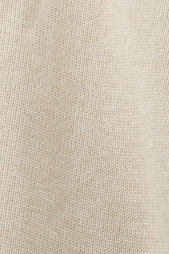 Cotton V-Neck Sweater, SAND, detail image number 4