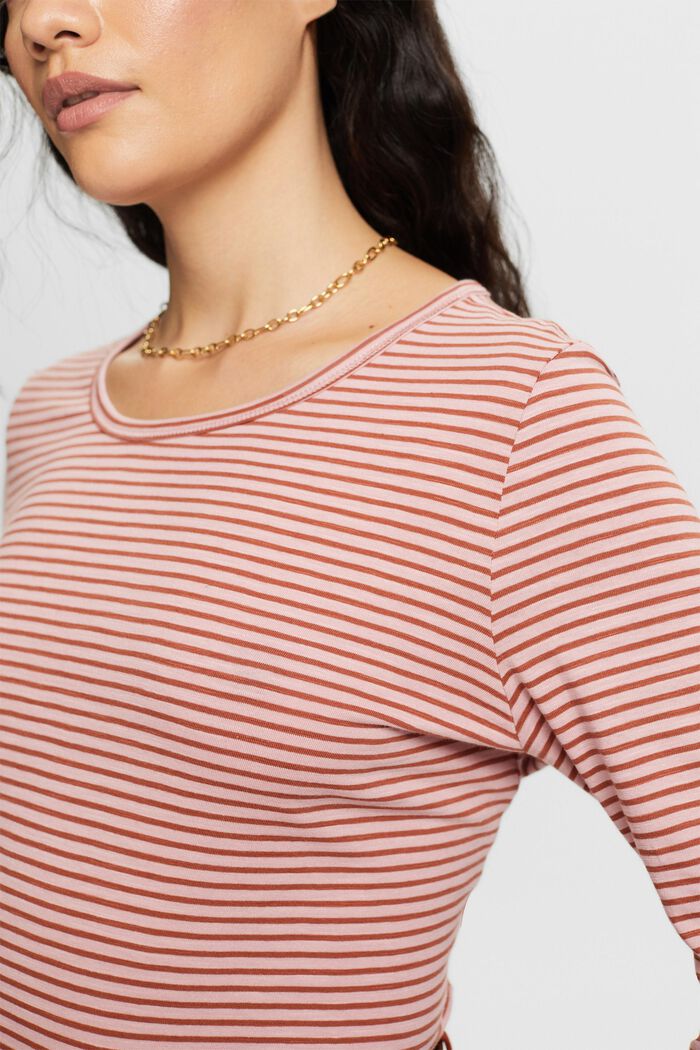 Striped Long-Sleeve Top, OLD PINK, detail image number 2