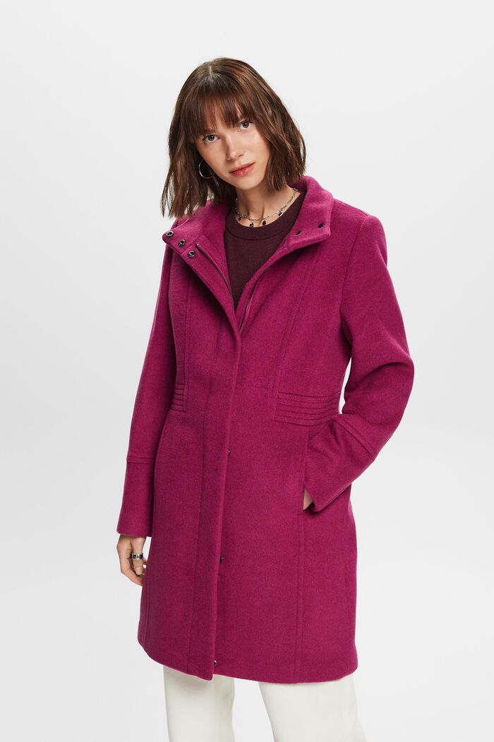 Recycled: wool blend coat, DARK PINK, detail image number 0