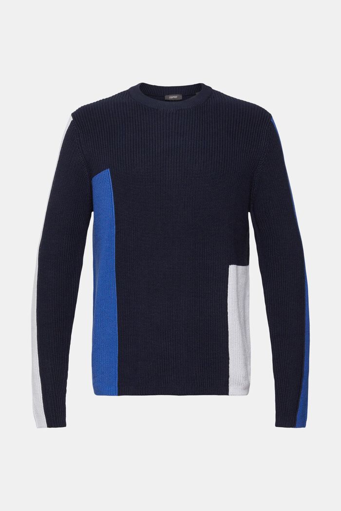 Knitted colour block jumper, NAVY, detail image number 2