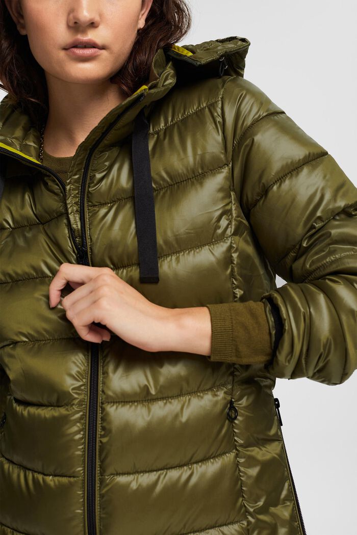 Quilted jacket with detachable hood, DARK KHAKI, detail image number 2
