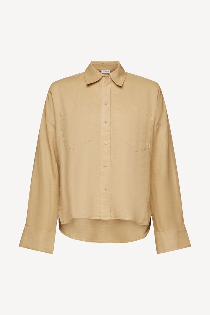Cotton-Linen Shirt Blouse, BEIGE, detail image number 6