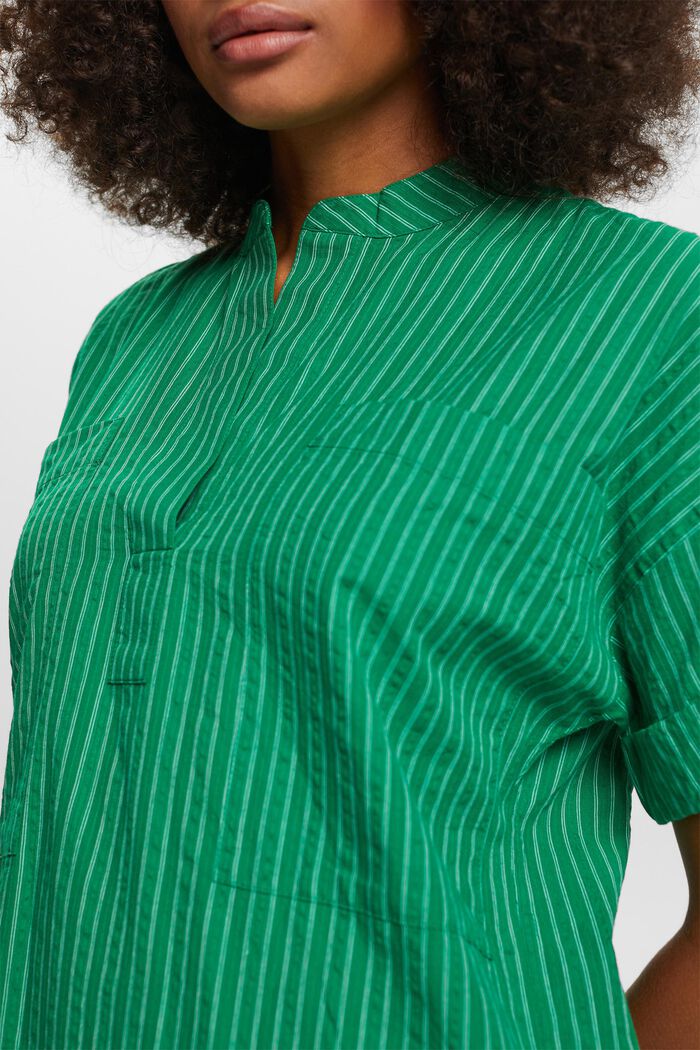 Striped Mini Shirt Dress, DARK GREEN, detail image number 2