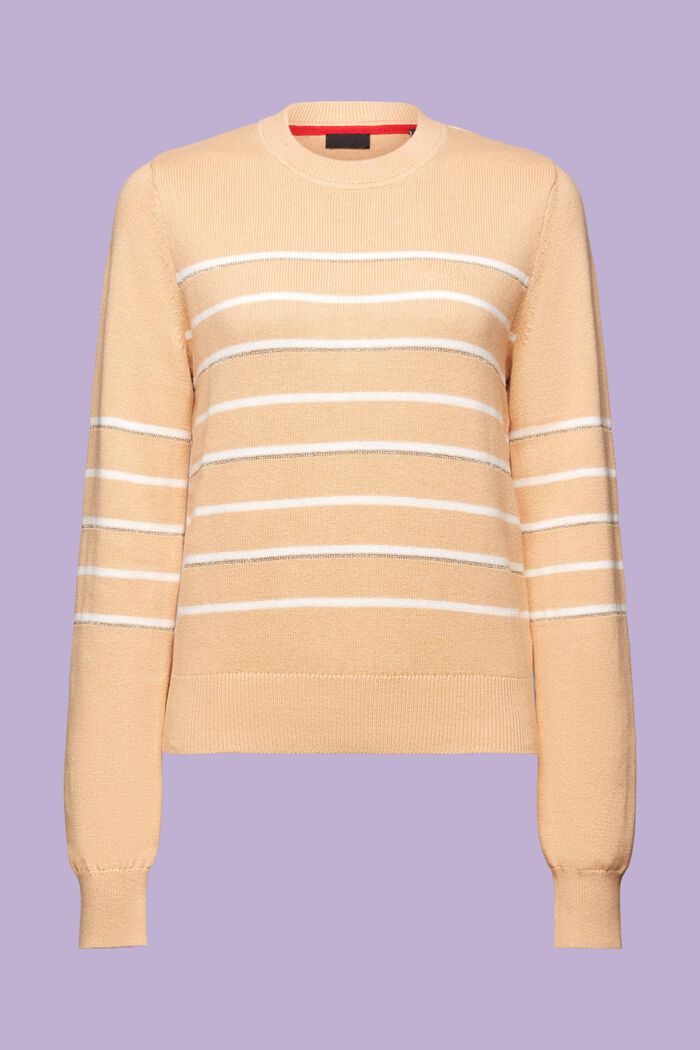 Striped knitted jumper with cashmere, BEIGE, detail image number 6