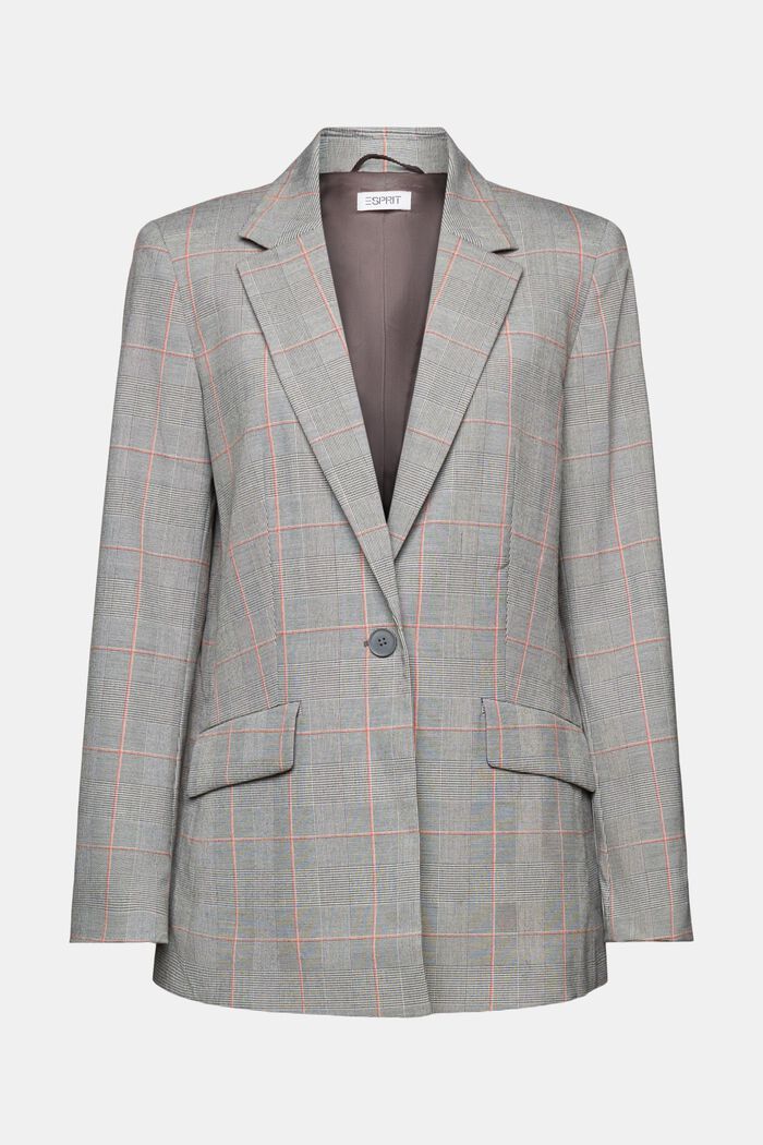 Checked Single-Breasted Blazer, MEDIUM GREY, detail image number 5