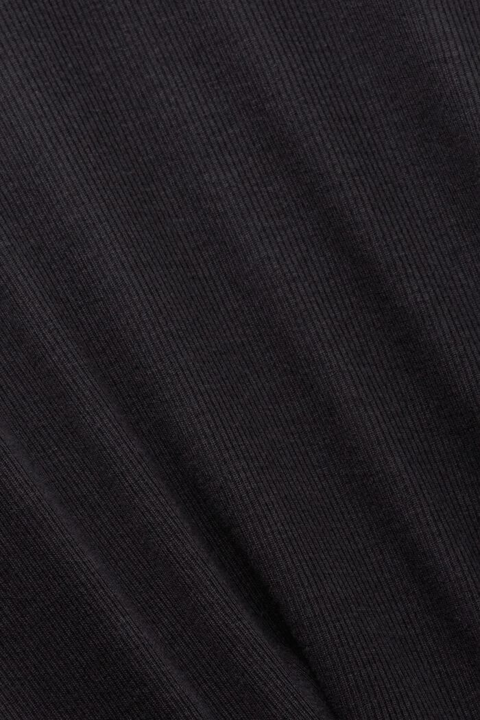 Ribbed V-Neck T-Shirt, BLACK, detail image number 4
